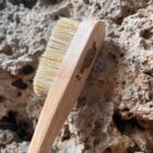 Detalle de cerdas naturales sobre la piedra