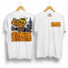 Mockup de playera Chalk Dealer blanca unisex con diseño grande en espalda y logo Chalk Dealer al frente, Belay Partners