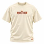 Playera Rest in Crux color crema, frente con gráfico de pecho y detalle de calavera con vela