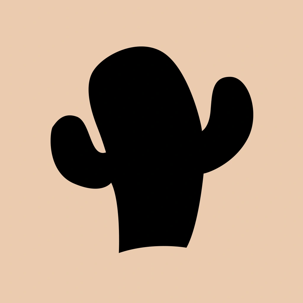 Cactux App · identidad final, cactus negro sobre beige
