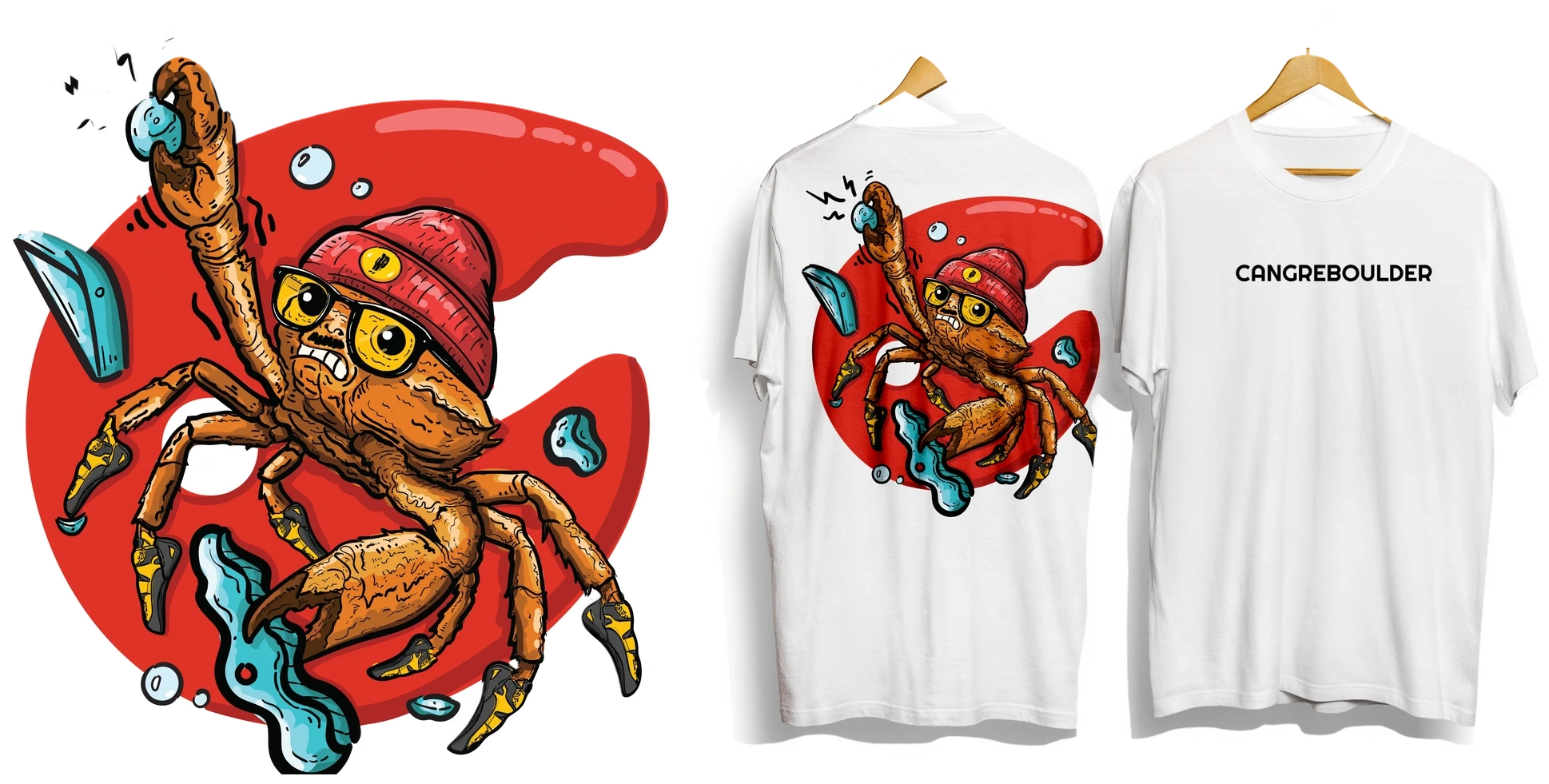 Ilustración y aplicación sobre la polera · montaje