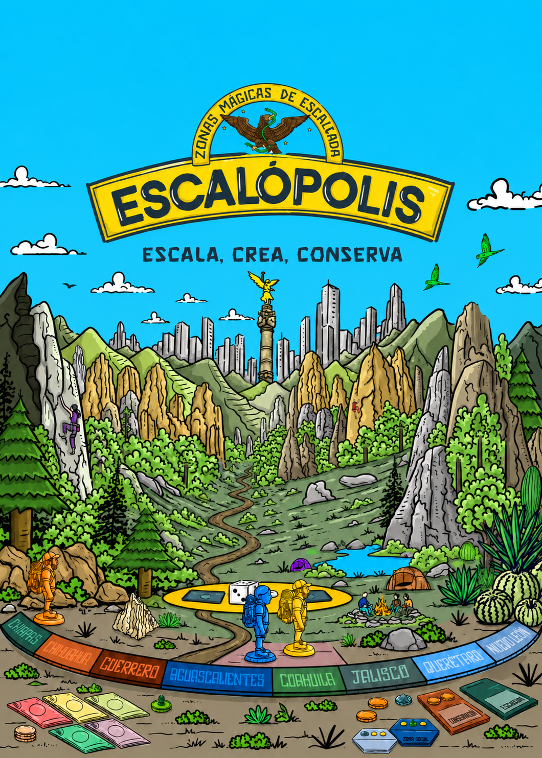 Escalópolis: el mundo ilustrado del juego de mesa de escalada