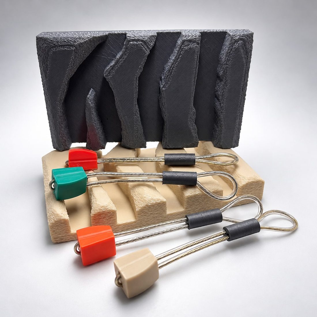Key Holder Nuts — Portallaves con 4 llaveros Key Holder Nuts: portallaves de impresión 3D con cuatro llaveros tipo nut de colores.