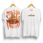 Playera Ni muerto blanca, frente Rest in Crux y espalda Ni muerto dejo el proyecto